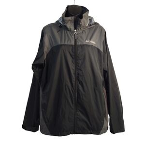 Columbia Men's Black Gray Hooded Windbreaker Jacket Size S